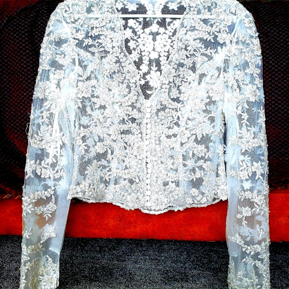 Lace and Bead Bridal Jacket - Picture 1 of 1